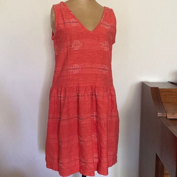 Ace & Jig sz S/P salmon orange dress with pockets cottons with metallic thread - Picture 1 of 10